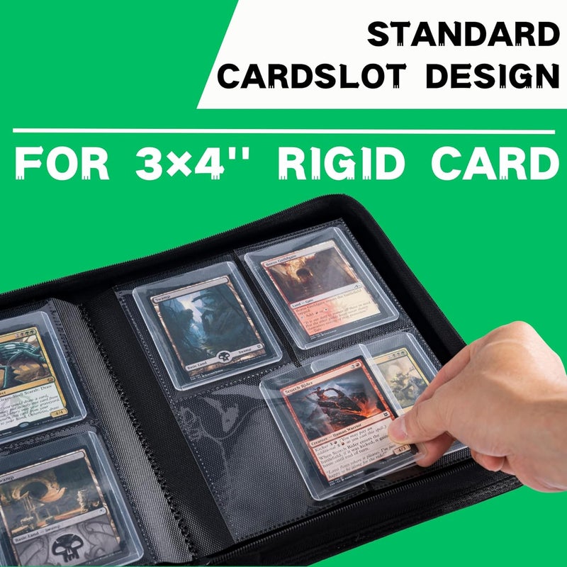KUOOKING Toploader Binder, Holds 128+ Toploaders, 4 Pocket Top Loader Card Storage Case, Double-Sided Pockets for trading card in 3 x 4'' Toploaders (Grass Green) - Image 5